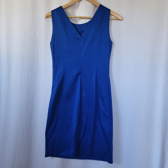 Didier Parakian blue sateen fitted dress - Picture 3 of 5